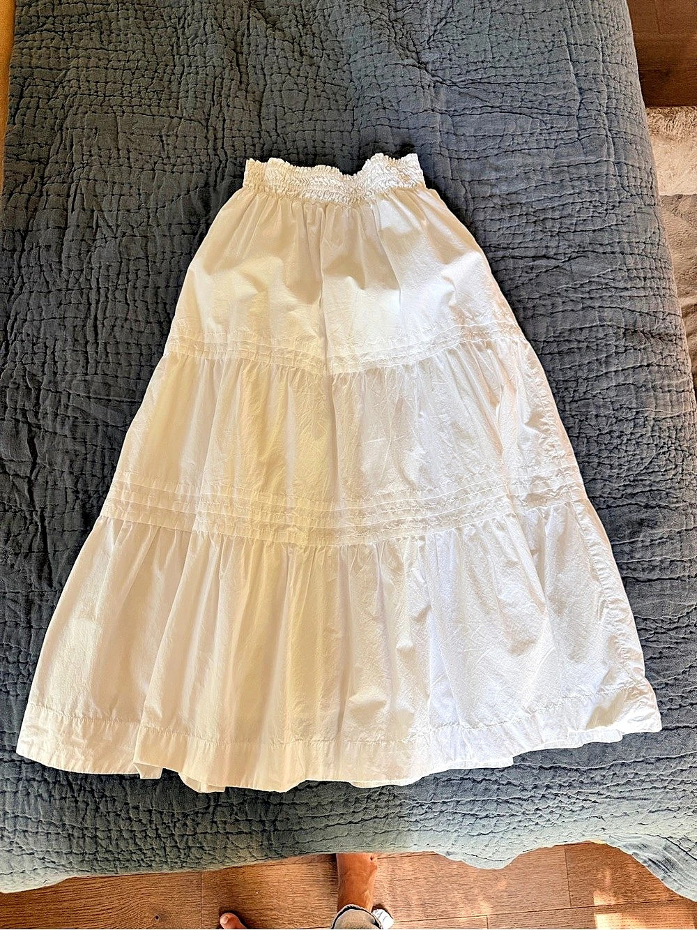 Quince 100% Organic Cotton Poplin Tiered Maxi Skirt White XS